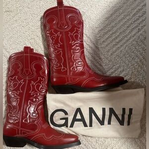 NWT Ganni Cowboy Boots in Red Cherry - UNAVAILABLE FOR RETAIL, in original box